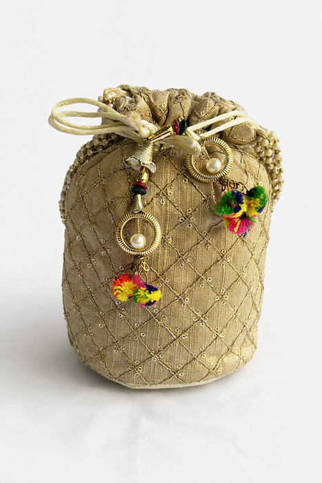 Beaded Potli Bag Bridal Jaal Drawstring Purse