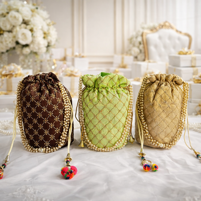 Beaded Potli Bag Bridal Jaal Drawstring Purse