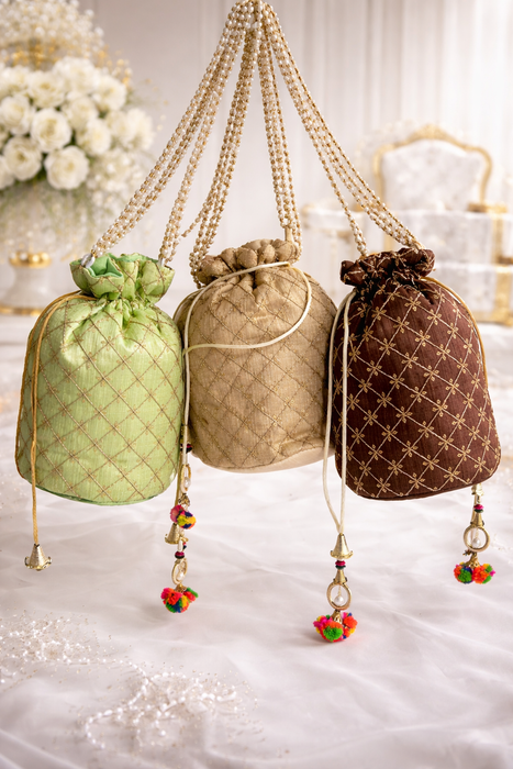 Beaded Potli Bag Bridal Jaal Drawstring Purse