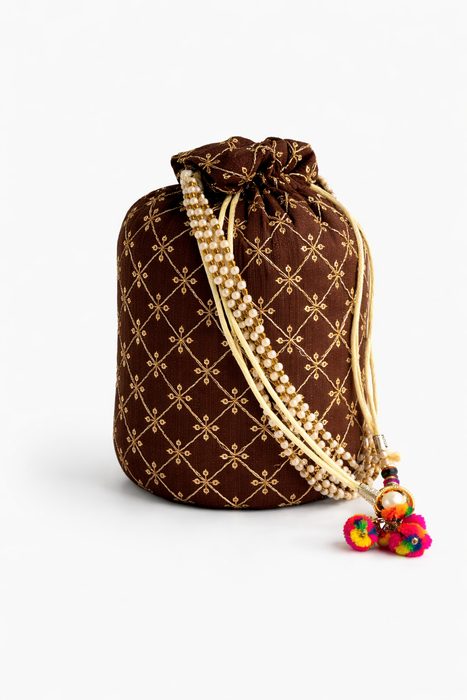 Beaded Potli Bag Bridal Jaal Drawstring Purse