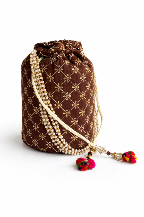 Beaded Potli Bag Bridal Jaal Drawstring Purse