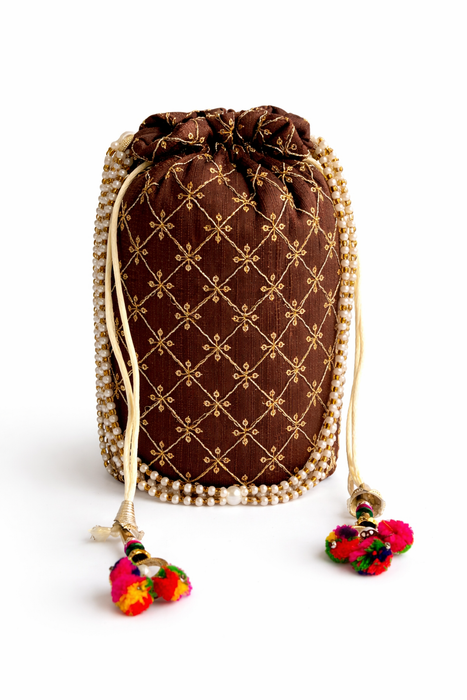 Beaded Potli Bag Bridal Jaal Drawstring Purse