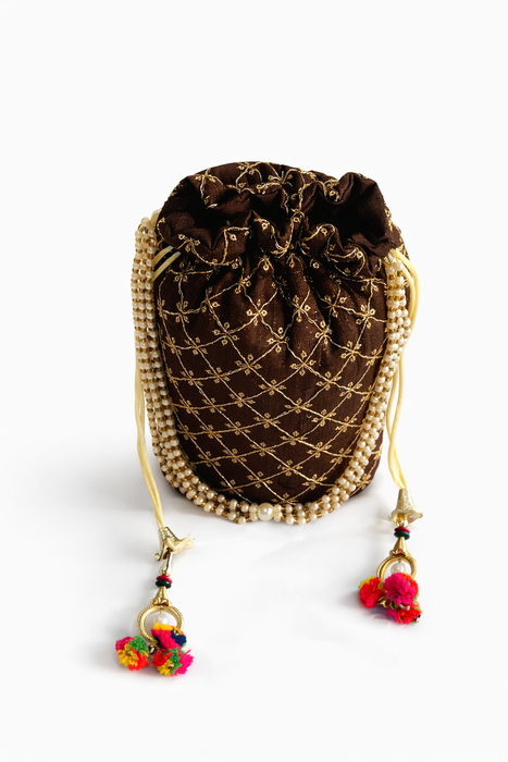 Beaded Potli Bag Bridal Jaal Drawstring Purse