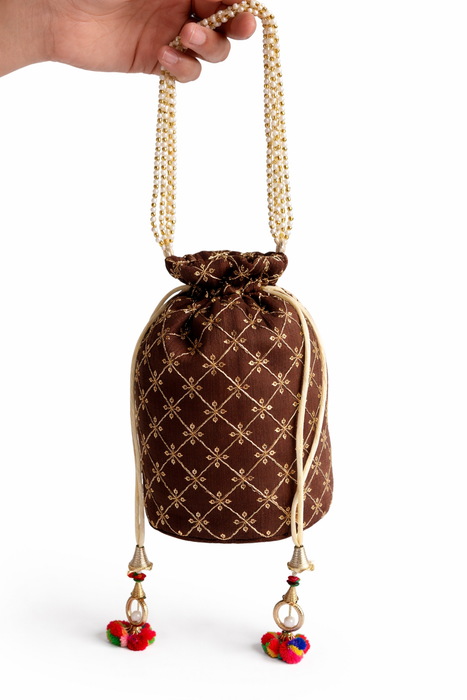Beaded Potli Bag Bridal Jaal Drawstring Purse