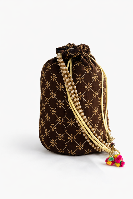 Beaded Potli Bag Bridal Jaal Drawstring Purse
