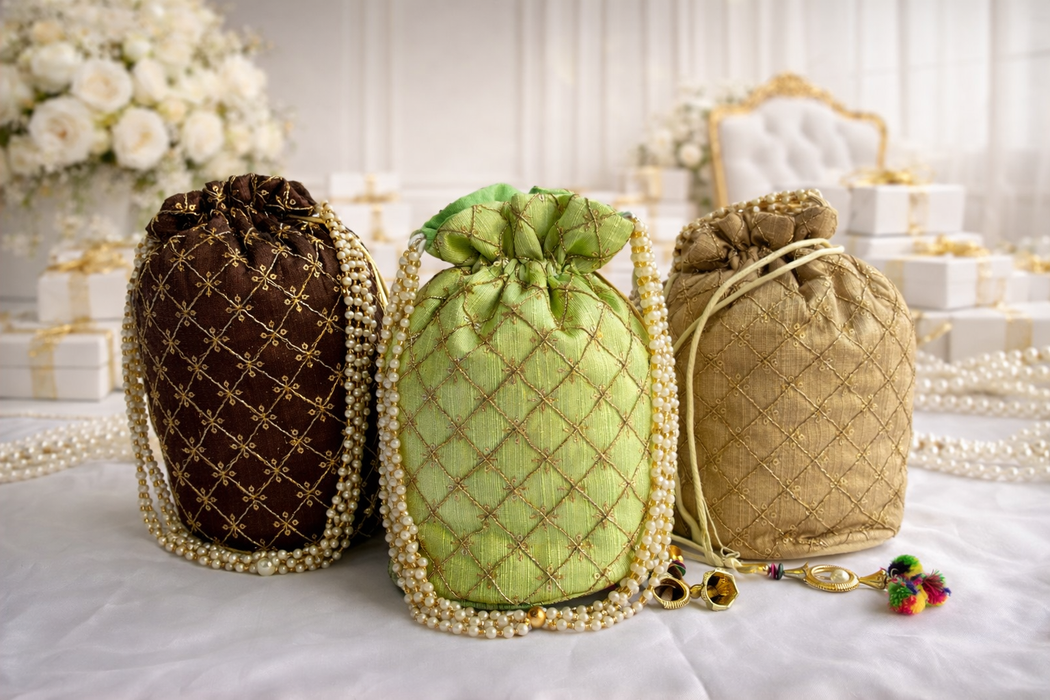 Beaded Potli Bag Bridal Jaal Drawstring Purse