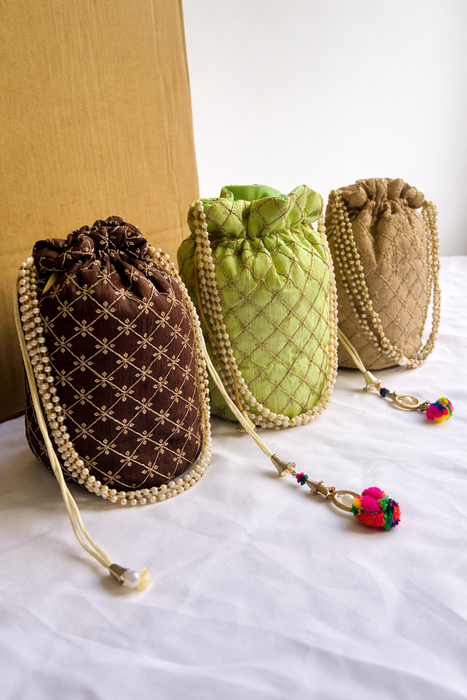 Beaded Potli Bag Bridal Jaal Drawstring Purse