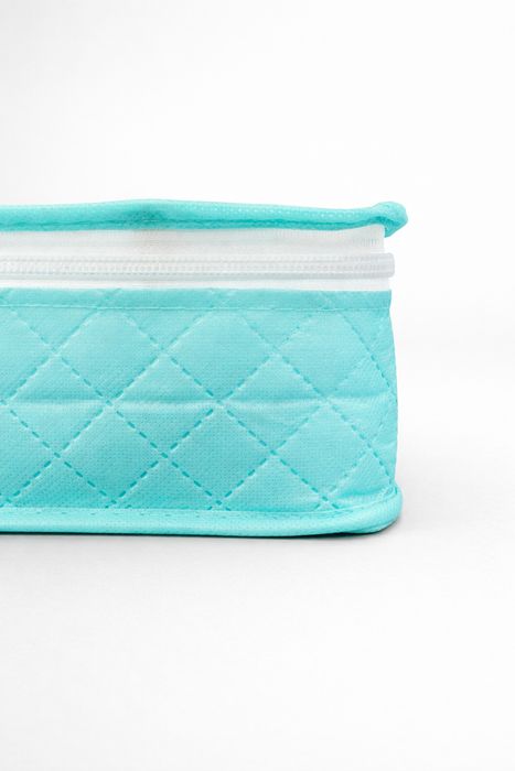 Green Saree Organizer with Transparent Cover | Non Woven Storage Bag with Zip Closure