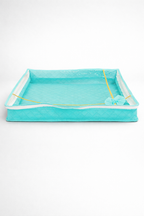Green Saree Organizer with Transparent Cover | Non Woven Storage Bag with Zip Closure