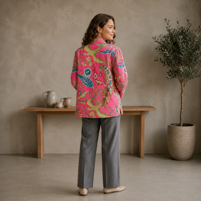 Women’s Quilted Jacket | Tropical Print Lightweight Quilted Coat | Full Sleeve Printed Jacket for Women | Stylish Casual Outerwear