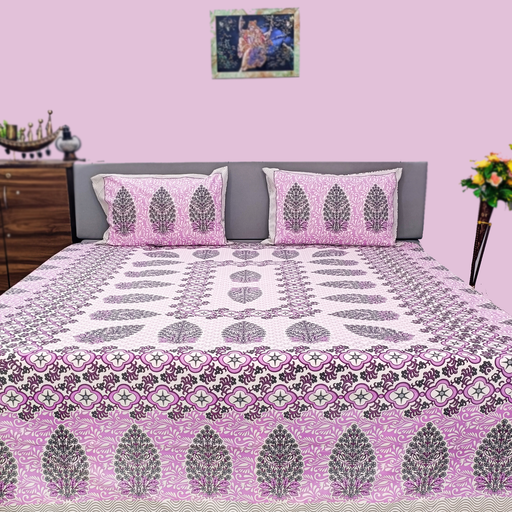 Purple Colour Cotton Bedsheet & Pillow Cover Set Purple Bedsheet | Shop Now