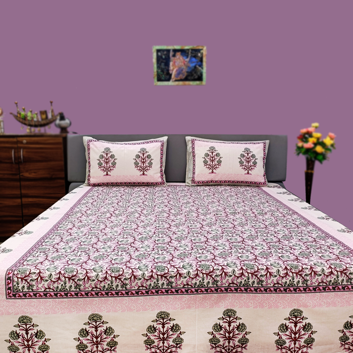 Handcrafted Cotton Bedsheets With Pillow Covers Set | Shop Today