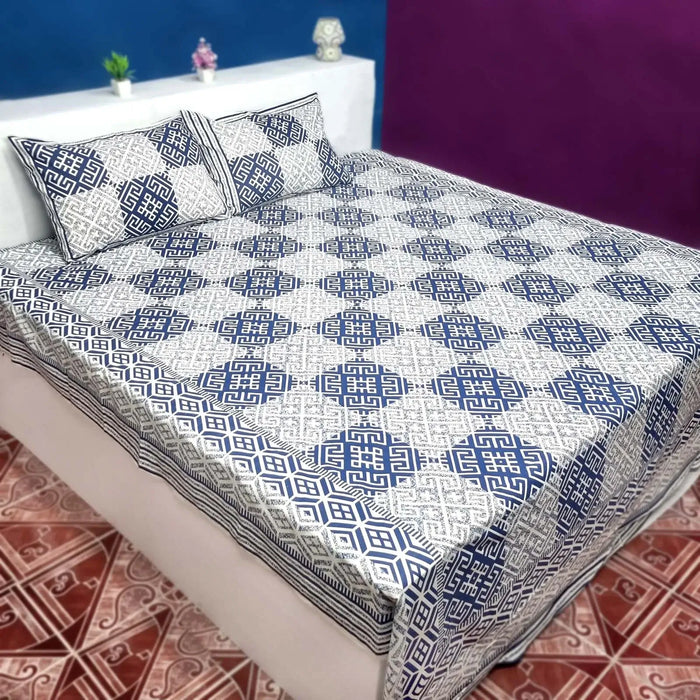 Indian Cotton Bedsheet 2 with Pillow Cover Patchwork Print Bedcover Traditional Bedspread King Size Bedsheet For Home Furnishing