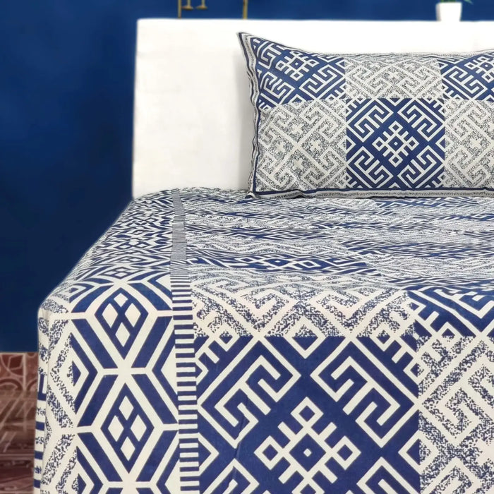 Indian Cotton Bedsheet 2 with Pillow Cover Patchwork Print Bedcover Traditional Bedspread King Size Bedsheet For Home Furnishing