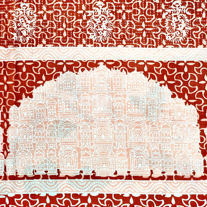 Red Color Rajasthani Print Bedsheet | Hawa Mahal Print