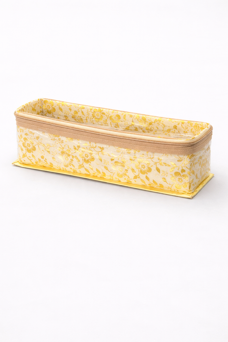 Golden Bangle Box with Transparent Lid | Brocade Hardboard Single Rod Bangle Box , Jewelry Storage Box