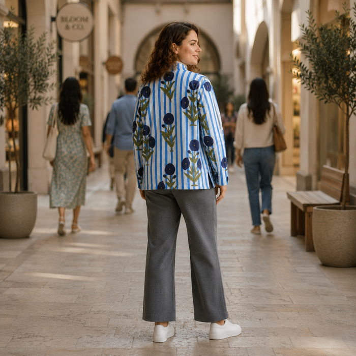 Women’s Floral & Striped Printed Quilted Jacket