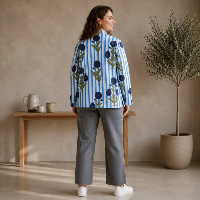 Women’s Floral & Striped Printed Quilted Jacket