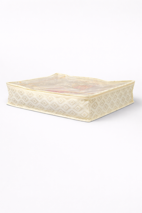 Golden Saree Folder Bag with Transparent Cover | Non Woven Clothes Storage Organizer with Zip Closure (Copy)