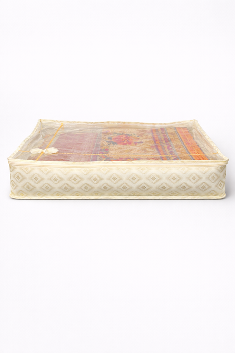 Golden Saree Folder Bag with Transparent Cover | Non Woven Clothes Storage Organizer with Zip Closure (Copy)