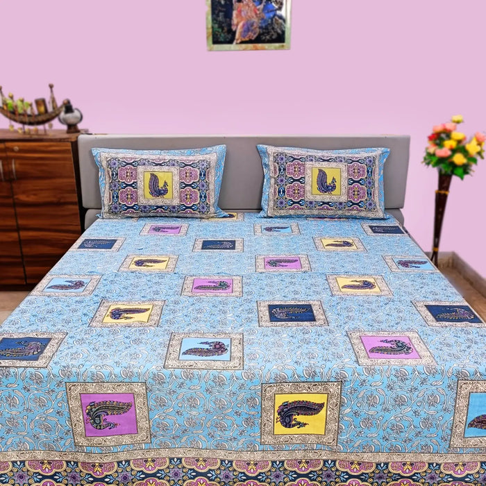 Cotton Handmade Bedsheet with Pillow Cover Set King Size Bedcover Geometric Bedding Coverlet