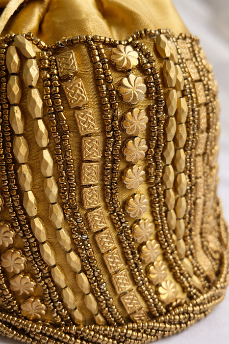 Beaded Bridal Potli Bag Gold Maroon Wedding Purse