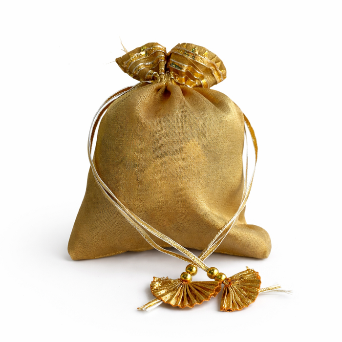 Silk Tissue Potli Bag Wedding Favor Drawstring Pouch