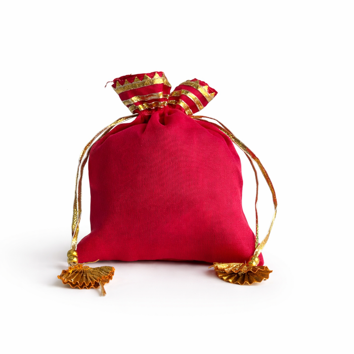 Silk Tissue Potli Bag Wedding Favor Drawstring Pouch
