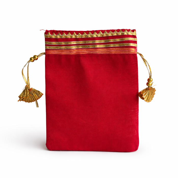 Silk Tissue Potli Bag Wedding Favor Drawstring Pouch
