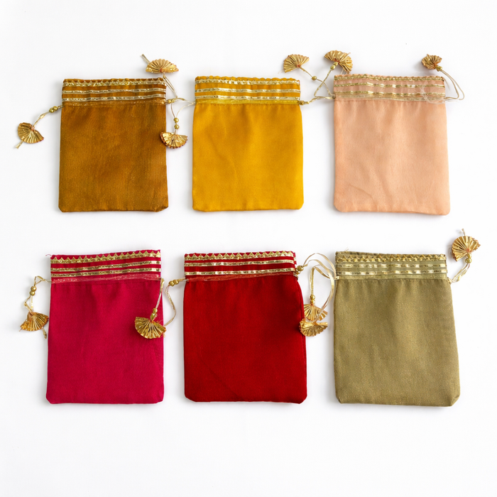 Silk Tissue Potli Bag Wedding Favor Drawstring Pouch