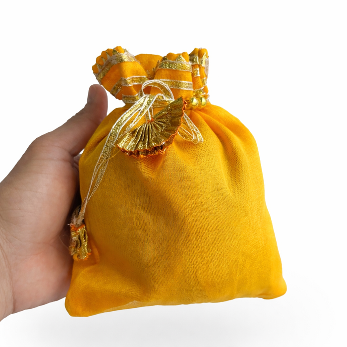Silk Tissue Potli Bag Wedding Favor Drawstring Pouch