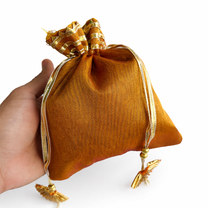 Silk Tissue Potli Bag Wedding Favor Drawstring Pouch