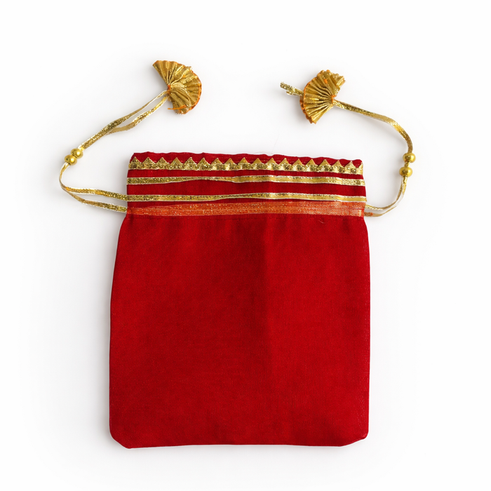 Silk Tissue Potli Bag Wedding Favor Drawstring Pouch