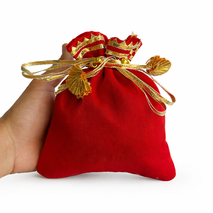 Silk Tissue Potli Bag Wedding Favor Drawstring Pouch