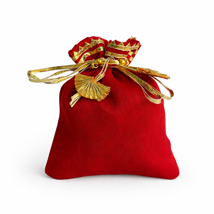 Silk Tissue Potli Bag Wedding Favor Drawstring Pouch