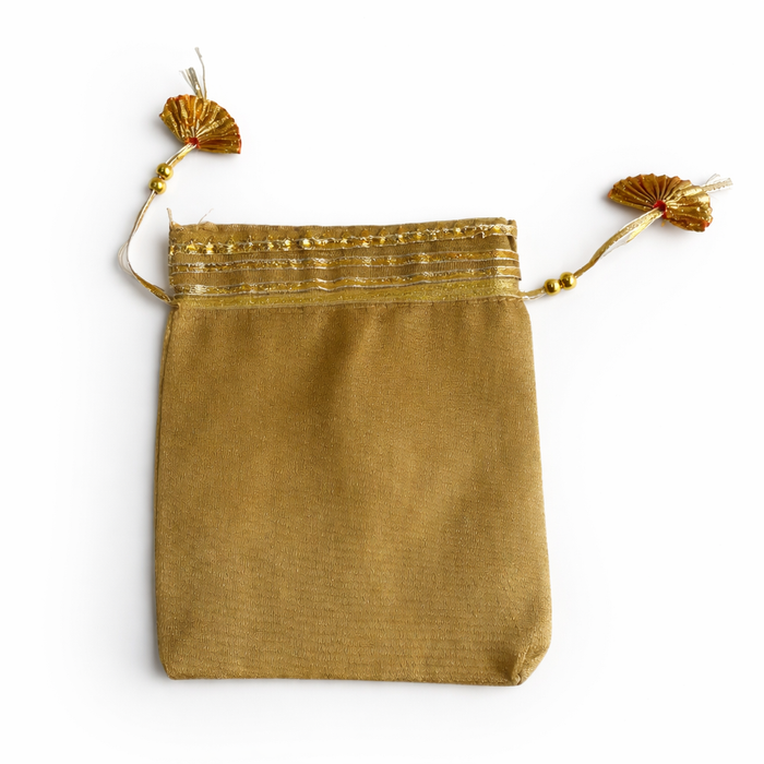Silk Tissue Potli Bag Wedding Favor Drawstring Pouch