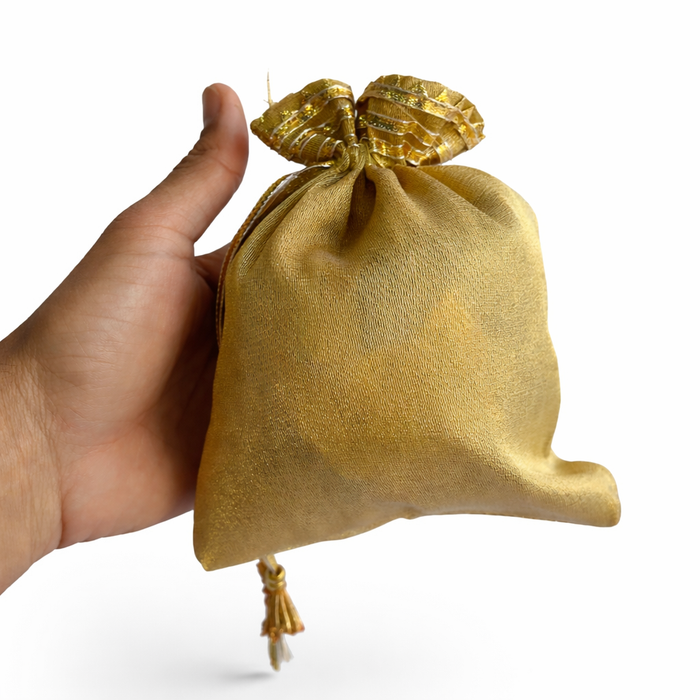 Silk Tissue Potli Bag Wedding Favor Drawstring Pouch