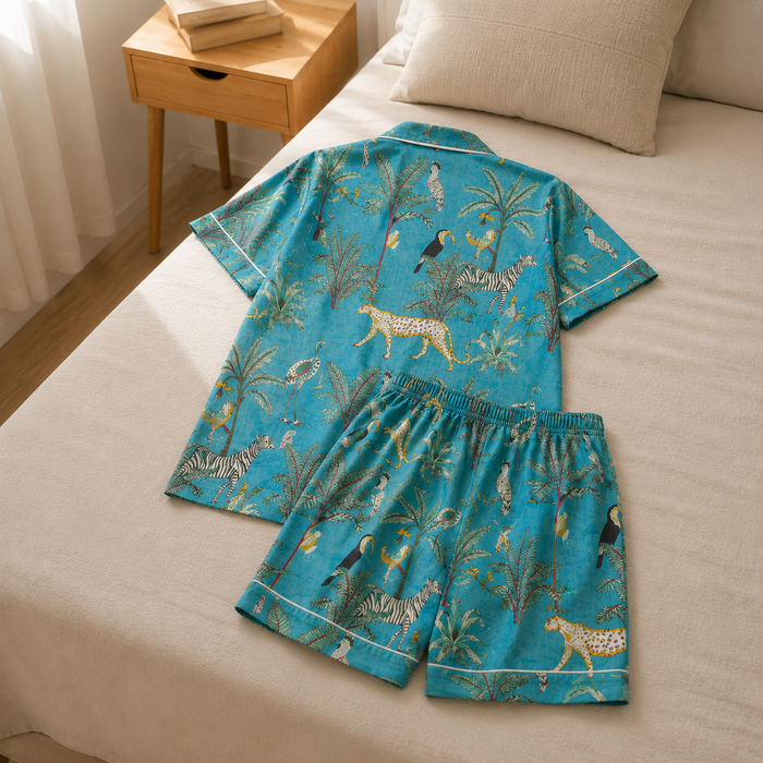Women’s Animal Print Cotton Short Night Suit Set | Safari Print Sleepwear (Copy)