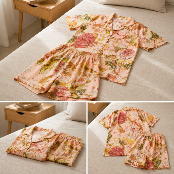 Women’s Floral Cotton Short Night Suit Set | Floral Print Sleepwear