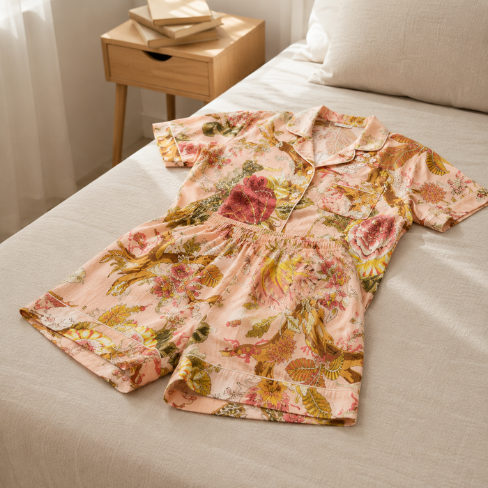 Women’s Floral Cotton Short Night Suit Set | Floral Print Sleepwear