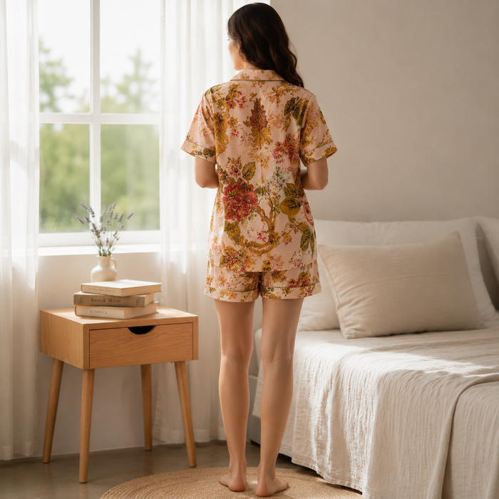 Women’s Floral Cotton Short Night Suit Set | Floral Print Sleepwear