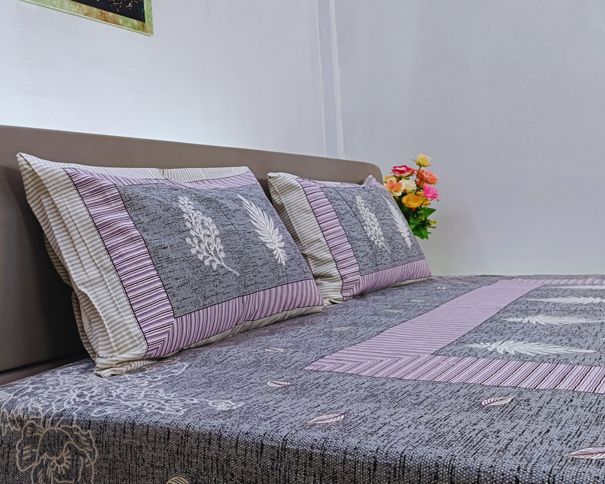 Enhance Your Home Decor With Gray Colour Bedsheet With Pillow Cover Set | Buy Now