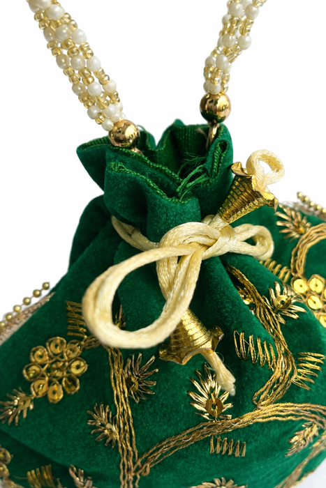 Velvet Embroidered Potli Bag for Wedding Gift