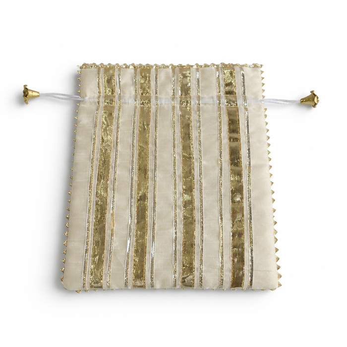 Indian Potli Bag Gold Stripe Wedding Favor Gift Pouch
