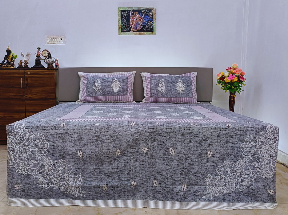 Enhance Your Home Decor With Gray Colour Bedsheet With Pillow Cover Set | Buy Now