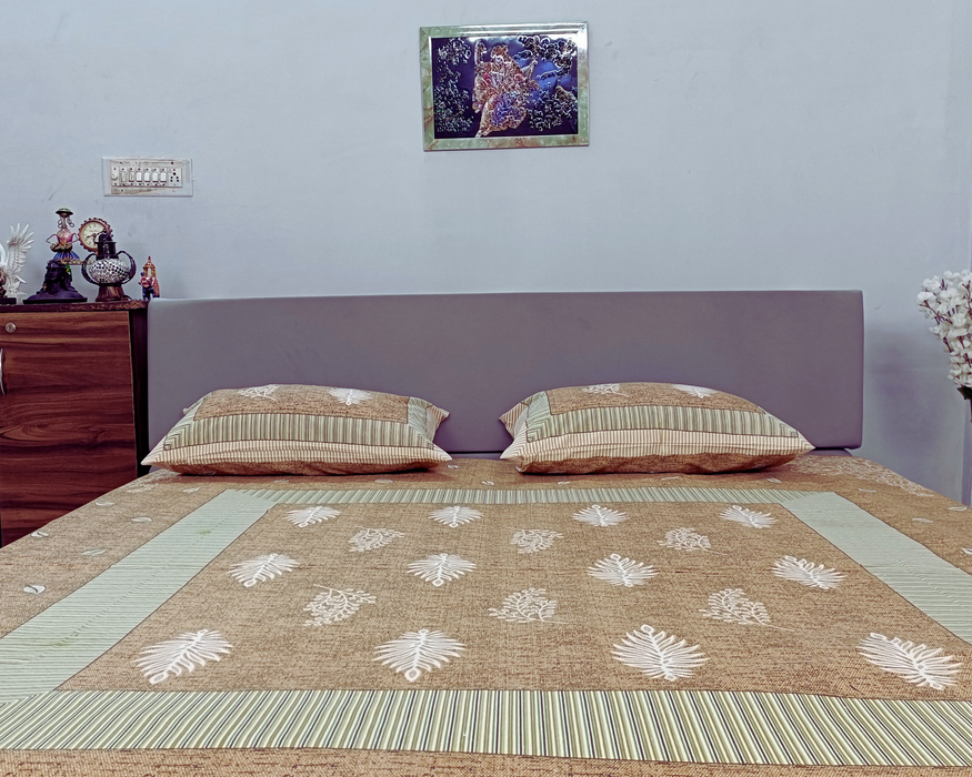 King Size Bedsheet with 2 Pillow Covers Cotton Beige Bedcover 'Marika Textiles' Bedspread Buy Bedsheet Online