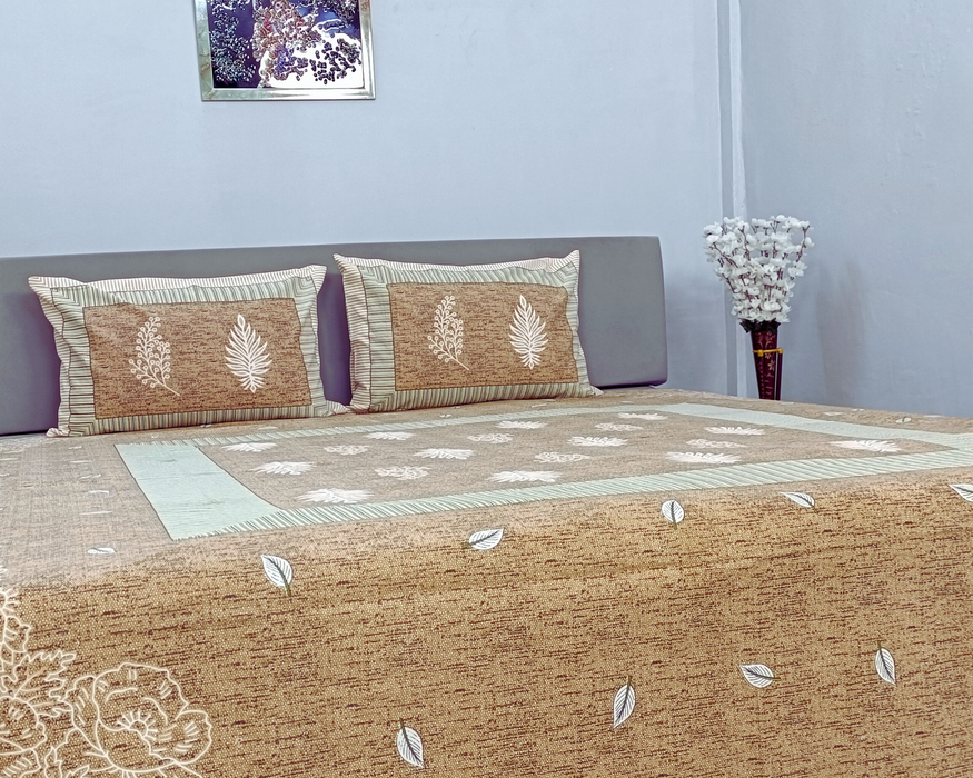 King Size Bedsheet with 2 Pillow Covers Cotton Beige Bedcover 'Marika Textiles' Bedspread Buy Bedsheet Online