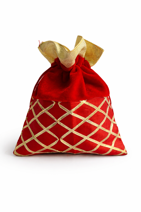 Checked Potli Bag – Wedding Favor Drawstring Pouch