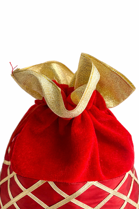 Checked Potli Bag – Wedding Favor Drawstring Pouch