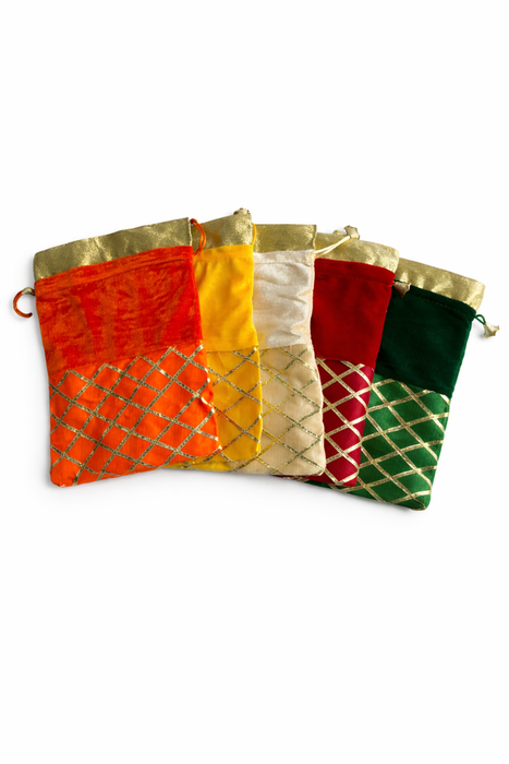 Checked Potli Bag – Wedding Favor Drawstring Pouch